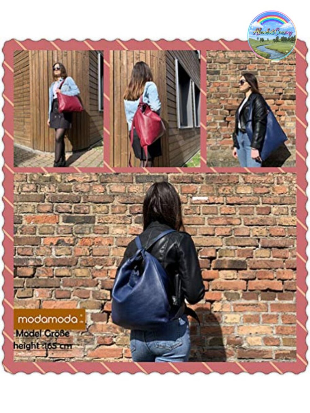 Genuine Leather Backpack Shoulder Bag 2in1 Handmade in Italy - Picture 5 of 5
